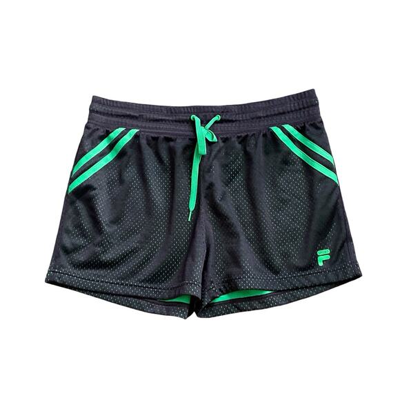 FILA Sport Womens Sz Medium Green Gray Mesh Running Athletic Workout Gym Shorts - Picture 1 of 4